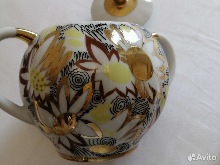 Чайный сервиз лфз СССР золотые ромашки