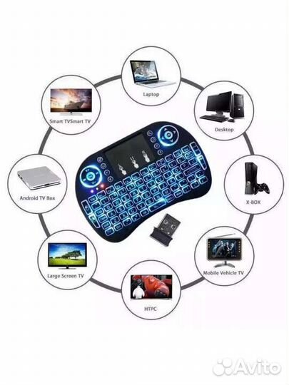 Беспроводная мини клавиатура с подсветкой