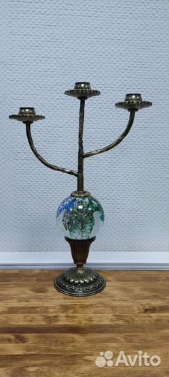 Подсвечник из бронзы и хрусталя