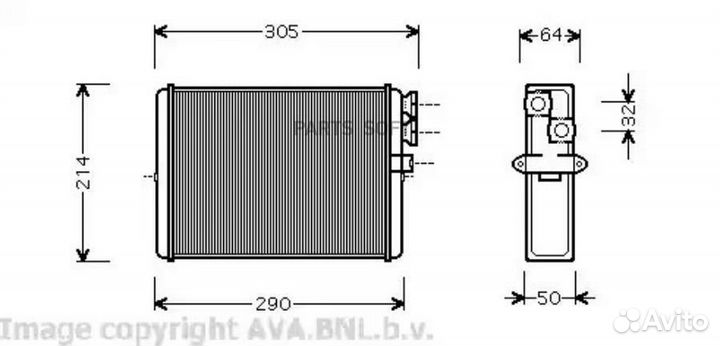 AVA VOA6110 Радиатор отопителя Volvo S60 S80 V70 X