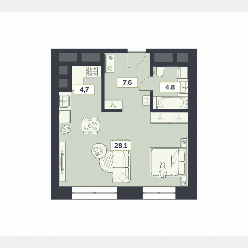 1-к. квартира, 45,2 м², 27/27 эт.