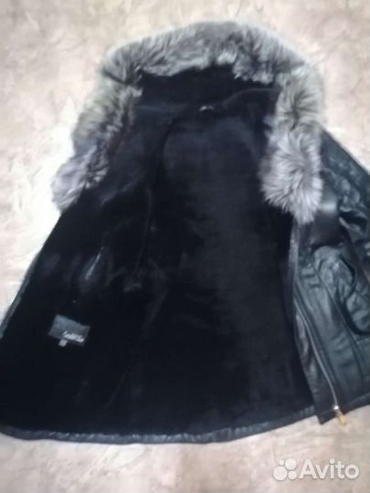 Дубленка зимняя, кожаная, натуральная, женская