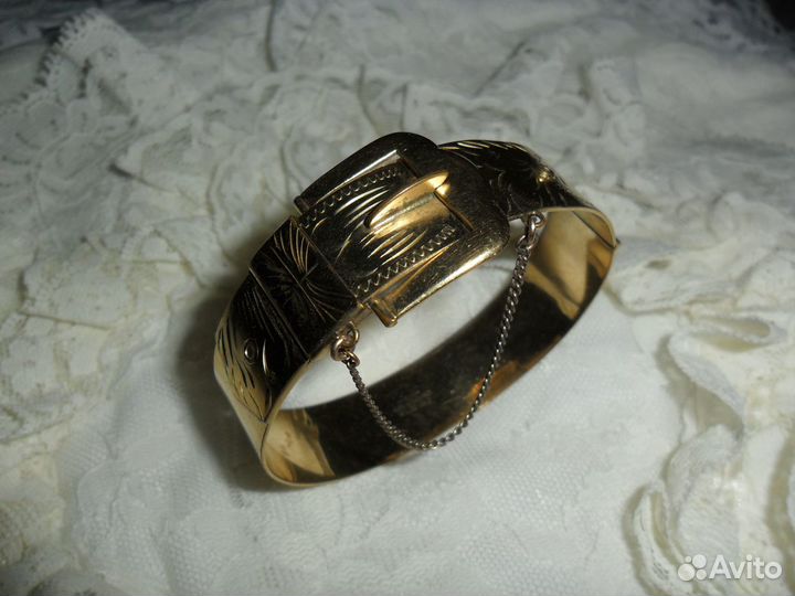 Редчайший Винтажный Золотой Браслет-Манжета