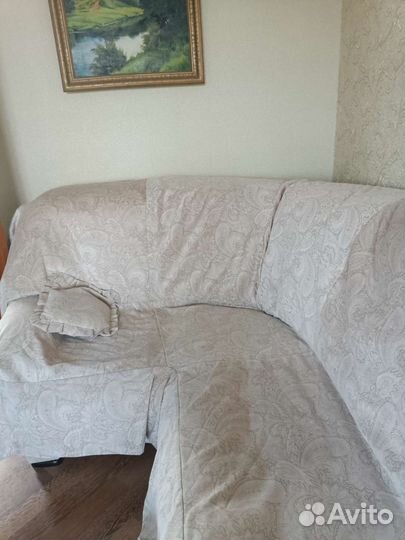 Покрывало на угловой диван и кресло