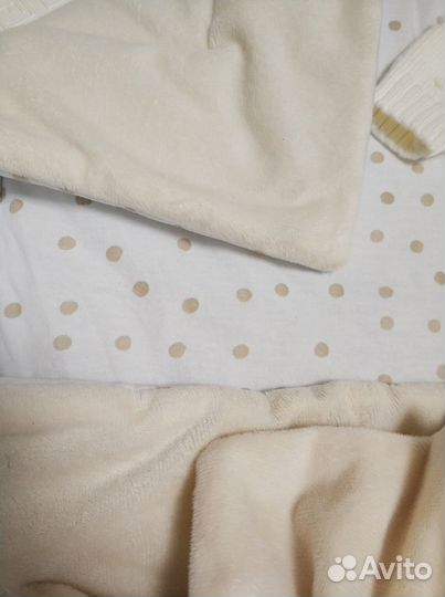 Одеяло конверт и вязаный комбинезон на выписку