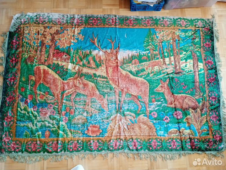 Ковер плюшевый СССР с оленями. Лот 8 лот