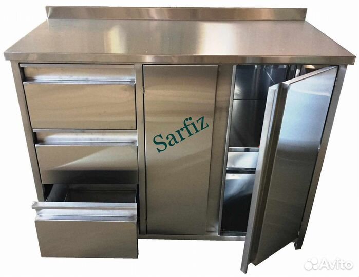 Стол тумба с 3 ящиками и распашными дверцами сш3др