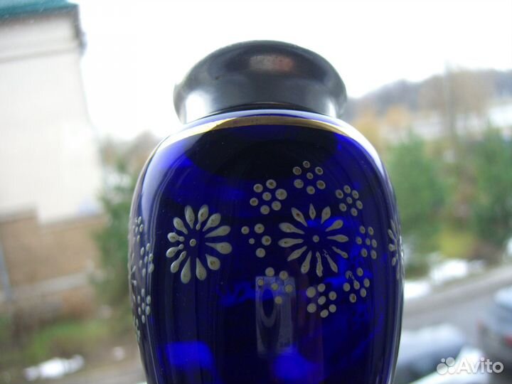 Чайница синее стекло