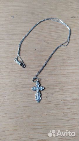 Серебреная цепочка женская с крестиком