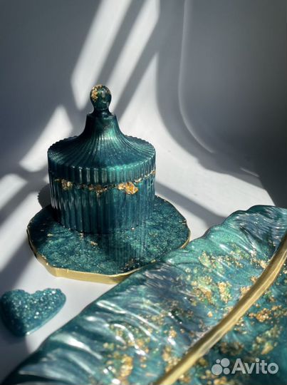 Набор декоративный ручной работы. Перо + шкатулка