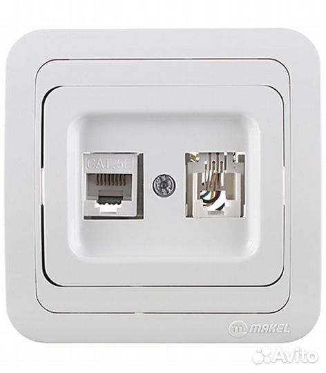 Розетка телефонная/компьютерная с рамкой Mimoza 12