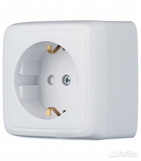 Розетка ра16-114 открытая установка белая с заземл