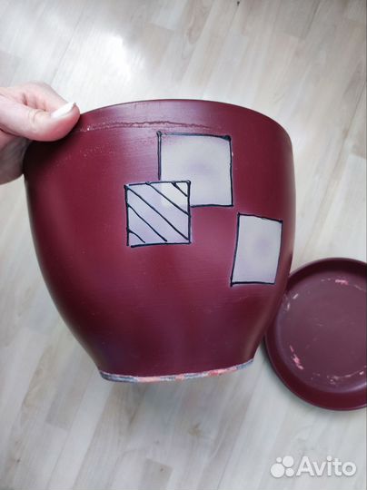 Цветочный горшок керамика малахит