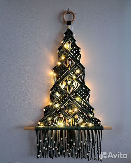 Новогодние украшения из макраме для интерьера