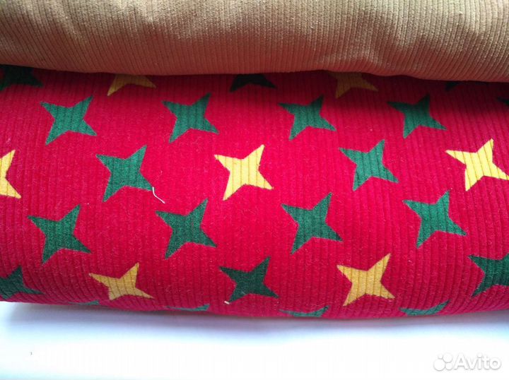 Вельвет отрезы бежевый и бордовые