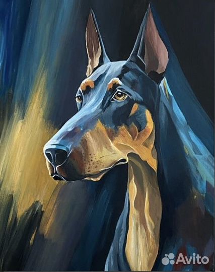Авторская картина «Доберман», акрил, холст