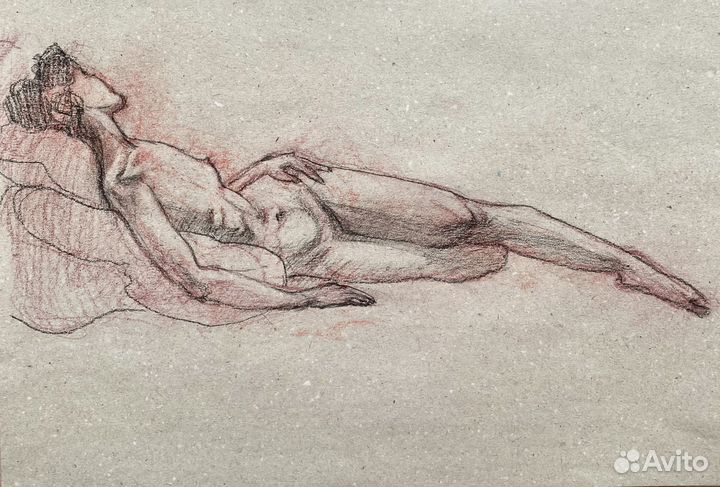 Картина рисунок Обнаженная в стиле ню для спальни