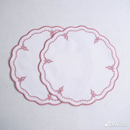 Плейсмат 008 (белый, розовый, 65% хлопок 35% пэ, д