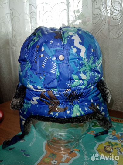 Ушанка-шапка мальчику, 53-55 см