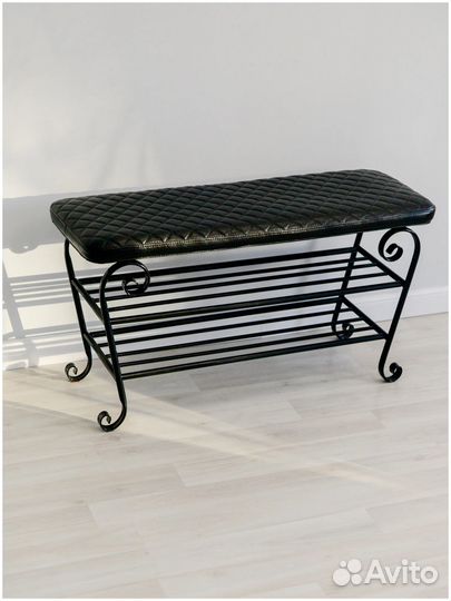 Банкетка с полкой для обуви черная