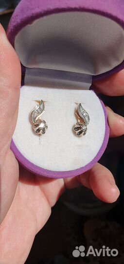 Серьги тюльпаны 583 с бриллиантами СССР