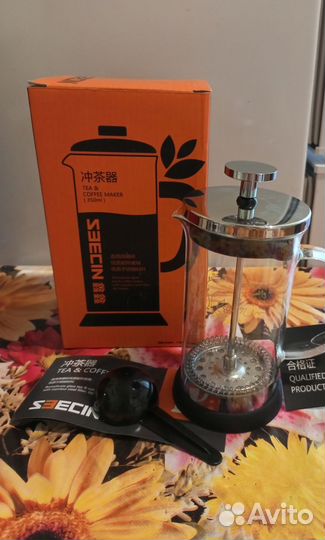 Стеклянный заварник с прессом 350мл