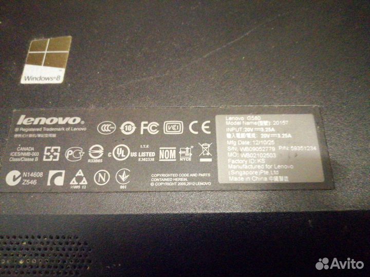 Корпус для lenovo g580 арт. 20157(модели без hdmi)
