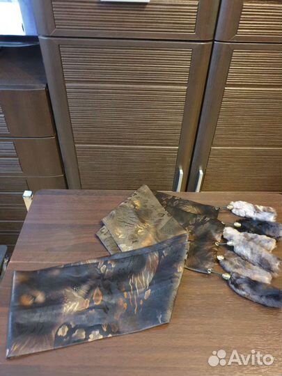 Шарф женский шелковый с мехом