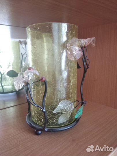 Ваза для сухоцветов стекло+металл