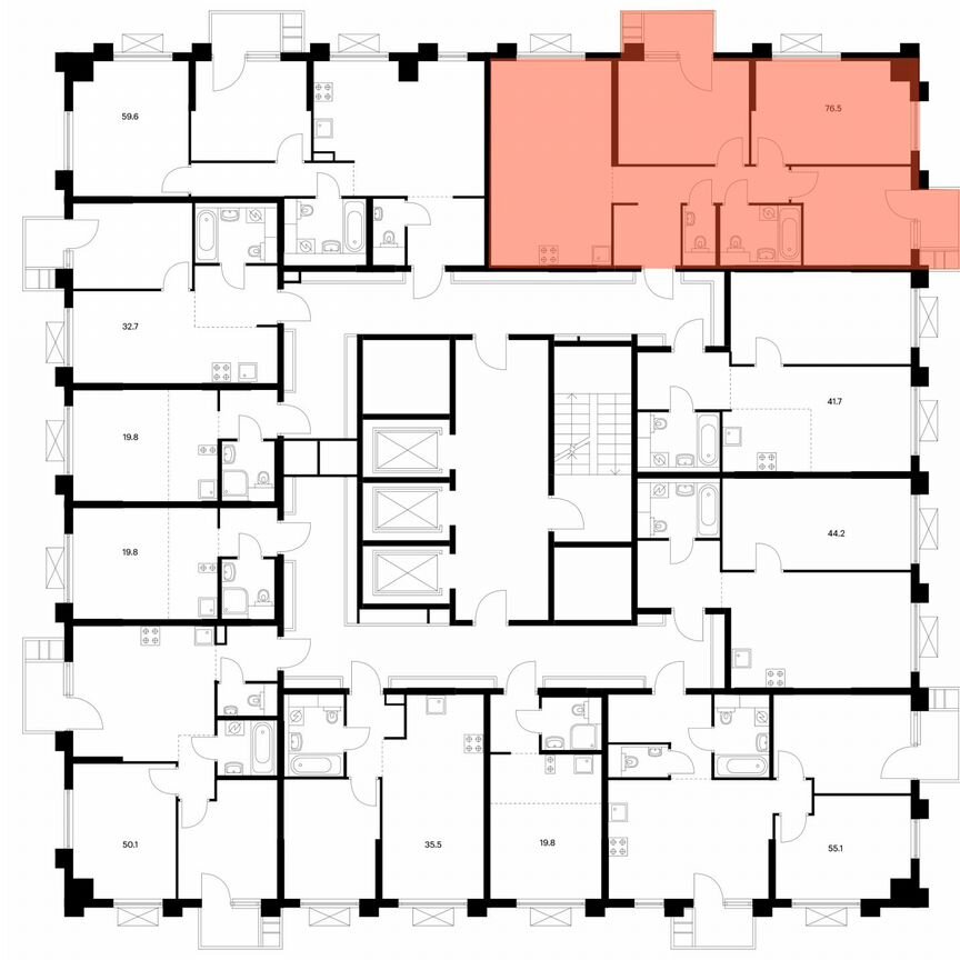 3-к. квартира, 76,5 м², 6/25 эт.