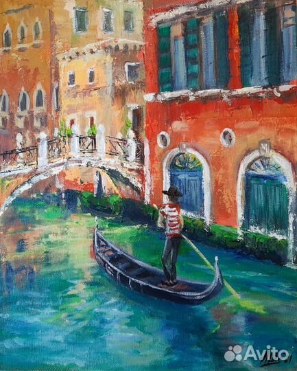 Картина Венеция Пейзаж Италия Картина с лодкой