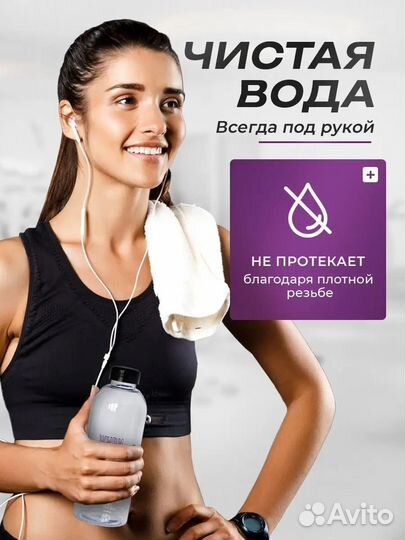 Пластиковая бутылка для воды спортивная с крышкой