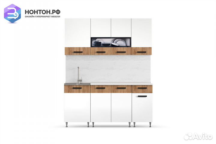 Кухня Рио 1.7 м белый / дуб крафт