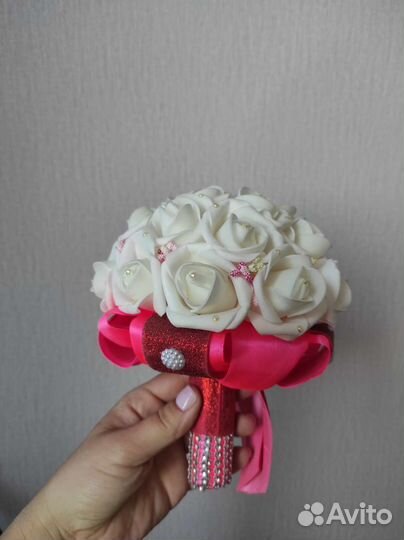 Свадебный букет дублёр и подставка под кольца