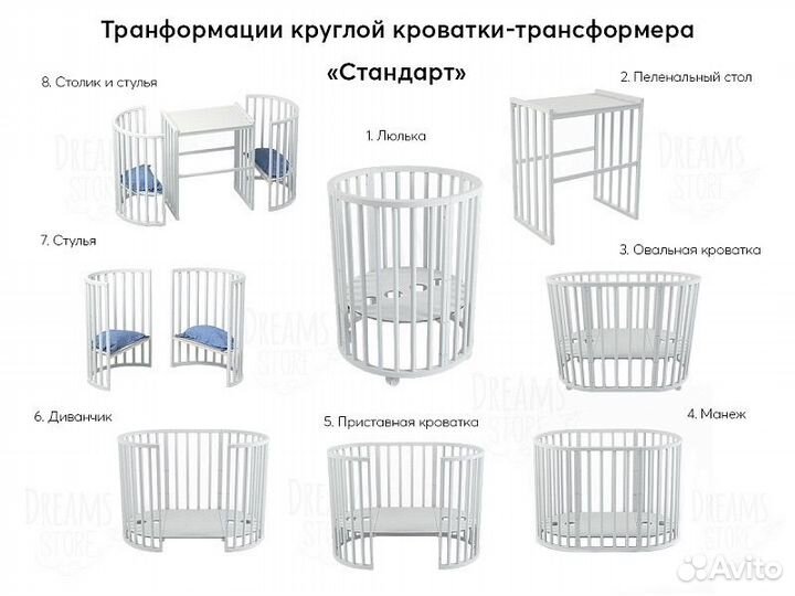 Детская кроватка трансформер 8в1