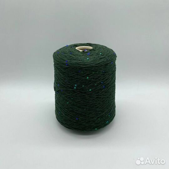 Пряжа меринос с паетками хвоя бобина шерсть