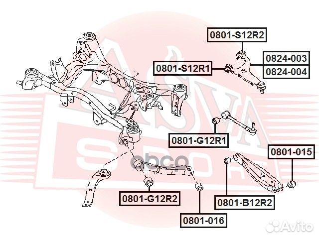 Рычаг задний верхний левый 0824-004 asva