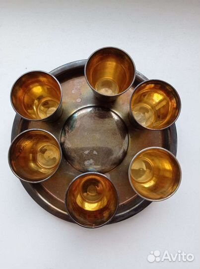 Стопки с подносом латунь СССР