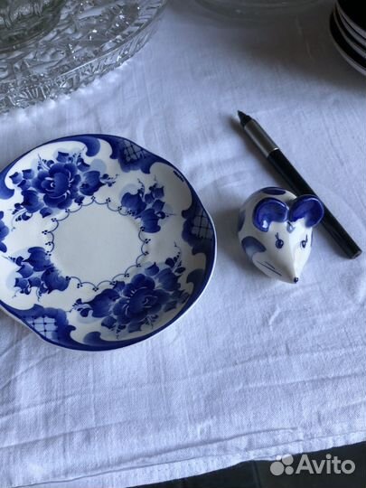 Блюдце и мышка гжель