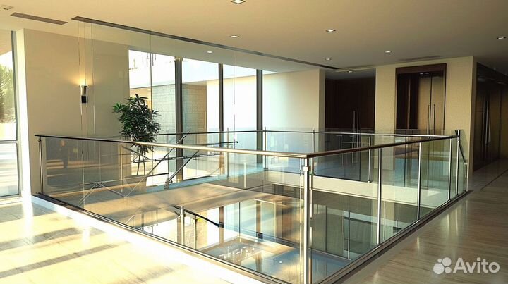 Стеклянные перила для лестниц