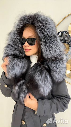 Парка удлиненная с натуральным мехом зимняя