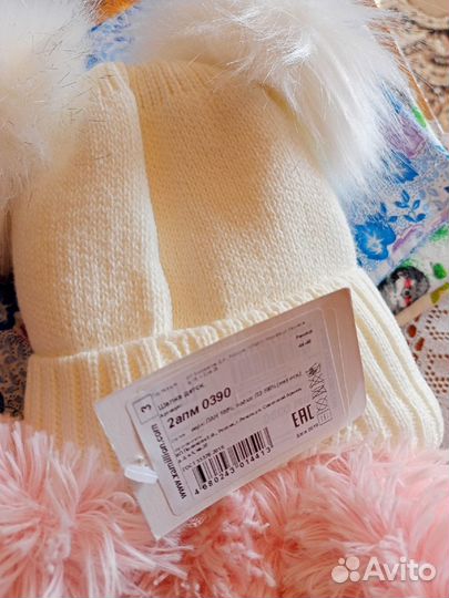 Шапочка для девочки, р-р 44-46, зима