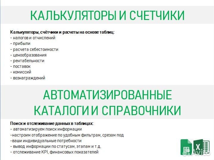 Помощь в работе с Excel, Google таблицы