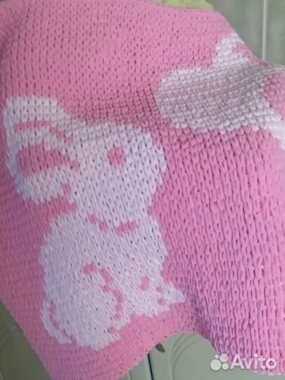 Плед детский вязаный ручная работа, пряжа пуффи