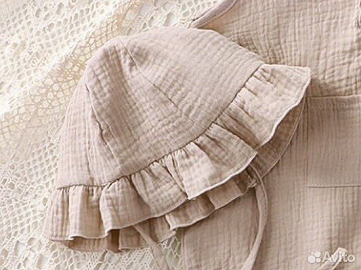 Новая панама на малыша муслин бежевая 6 -10 м