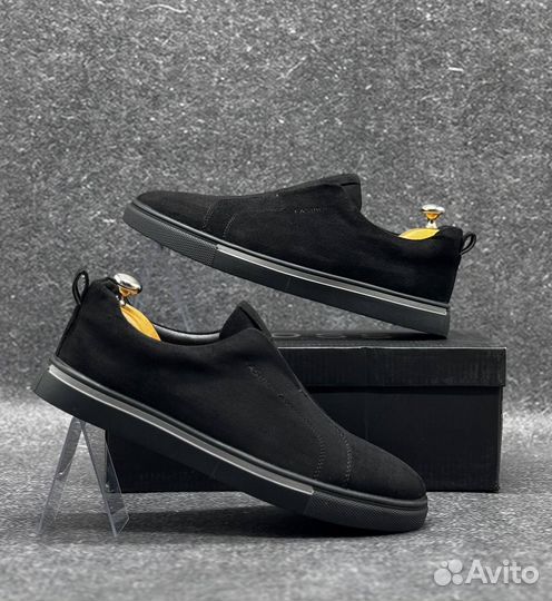 Слипоны замшевые мужские