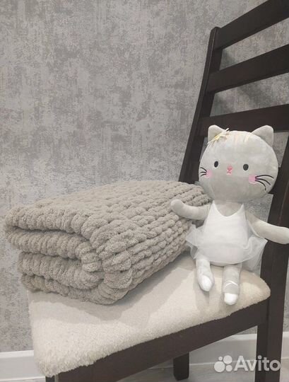 Плед детский вязаный плюшевый ручная работа