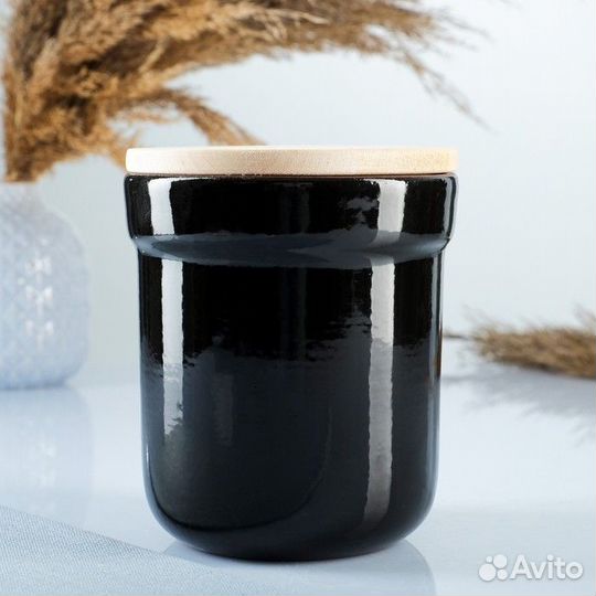 Банка под сыпучие с деревянной крышкой 