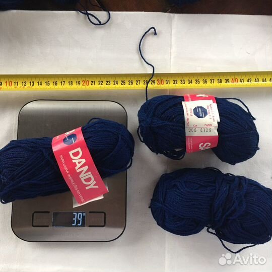 Пряжа 100 шерсть синяя винтаж 70е годы Бразилия