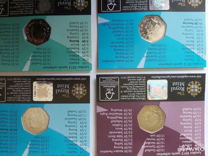 Великобритания 50 пенсов: 4 вида XXX Олимпийские